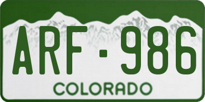 CO license plate ARF986