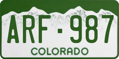 CO license plate ARF987