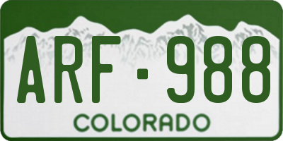 CO license plate ARF988