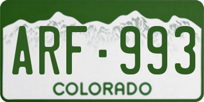 CO license plate ARF993