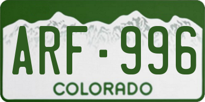 CO license plate ARF996