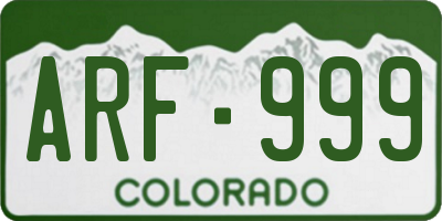 CO license plate ARF999
