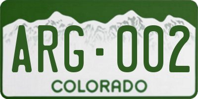 CO license plate ARG002