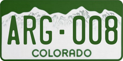 CO license plate ARG008