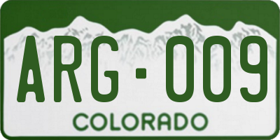 CO license plate ARG009