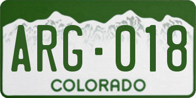 CO license plate ARG018