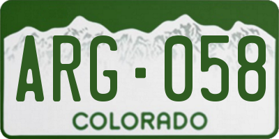 CO license plate ARG058