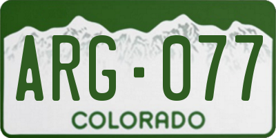 CO license plate ARG077