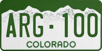 CO license plate ARG100