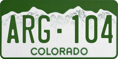 CO license plate ARG104