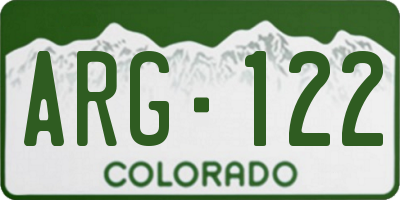 CO license plate ARG122
