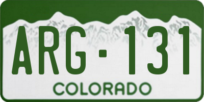 CO license plate ARG131