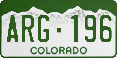 CO license plate ARG196