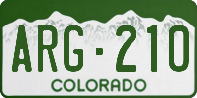 CO license plate ARG210