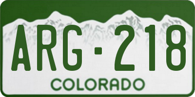 CO license plate ARG218