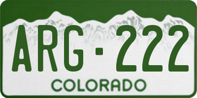 CO license plate ARG222
