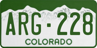 CO license plate ARG228