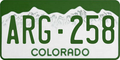 CO license plate ARG258