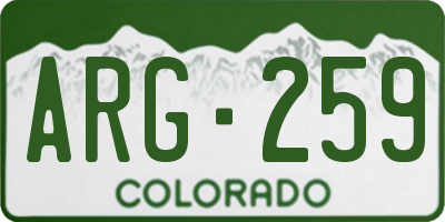 CO license plate ARG259