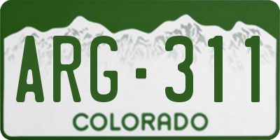 CO license plate ARG311