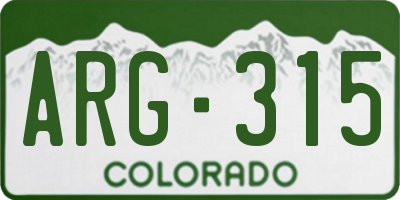 CO license plate ARG315