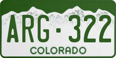 CO license plate ARG322
