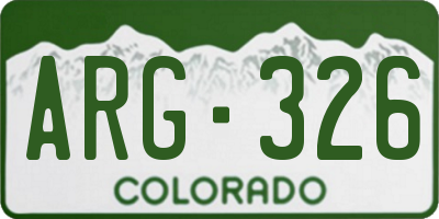CO license plate ARG326