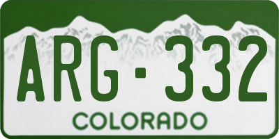 CO license plate ARG332
