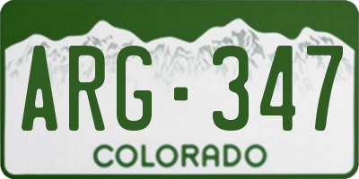 CO license plate ARG347