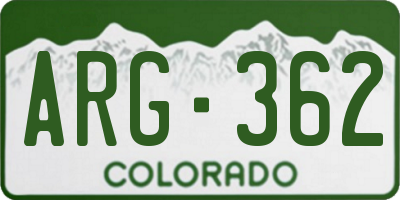 CO license plate ARG362
