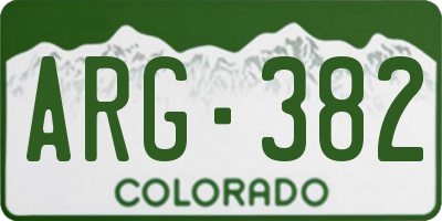 CO license plate ARG382