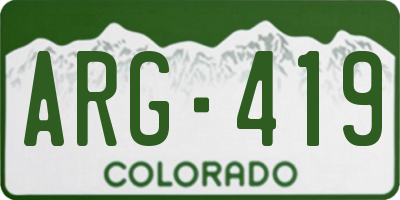CO license plate ARG419