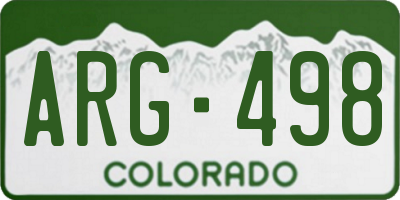 CO license plate ARG498