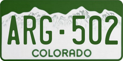 CO license plate ARG502