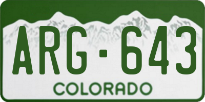 CO license plate ARG643