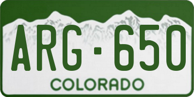 CO license plate ARG650