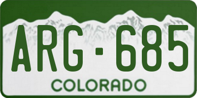 CO license plate ARG685