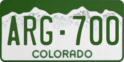 CO license plate ARG700