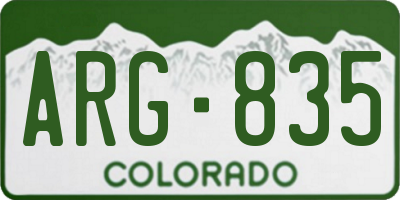 CO license plate ARG835