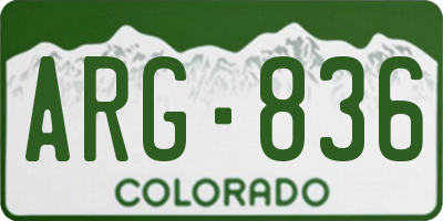 CO license plate ARG836