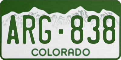 CO license plate ARG838