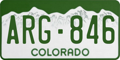 CO license plate ARG846