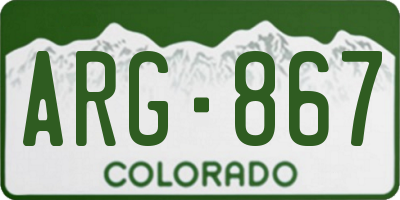 CO license plate ARG867