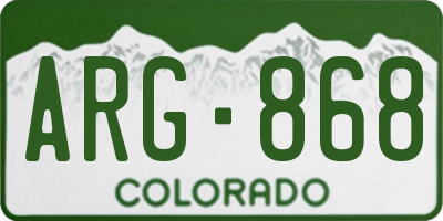 CO license plate ARG868
