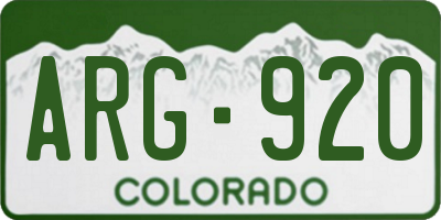 CO license plate ARG920