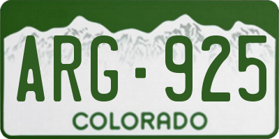 CO license plate ARG925