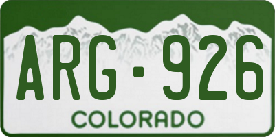 CO license plate ARG926