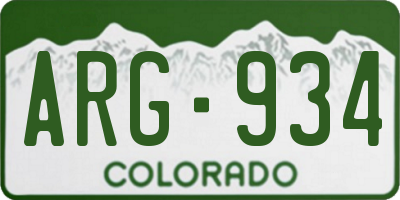 CO license plate ARG934