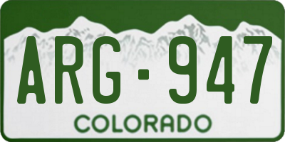 CO license plate ARG947