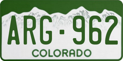 CO license plate ARG962